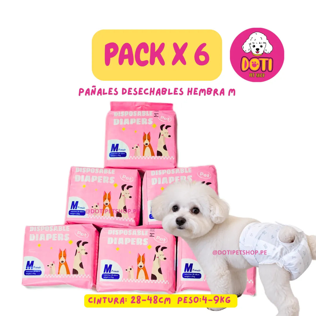 Pack x6 Pañales Hembra M