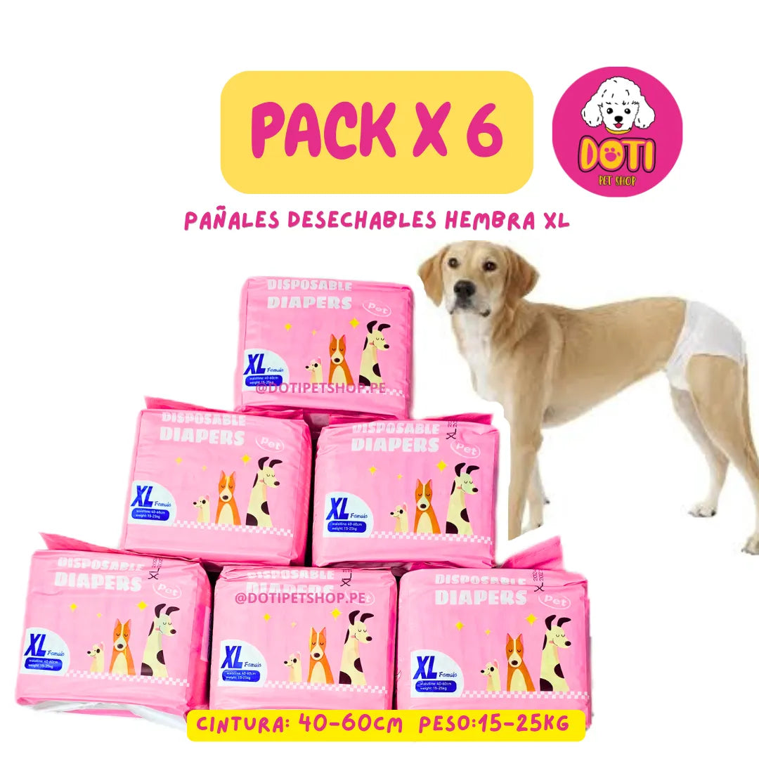 Pack x6 Pañales Hembra XL