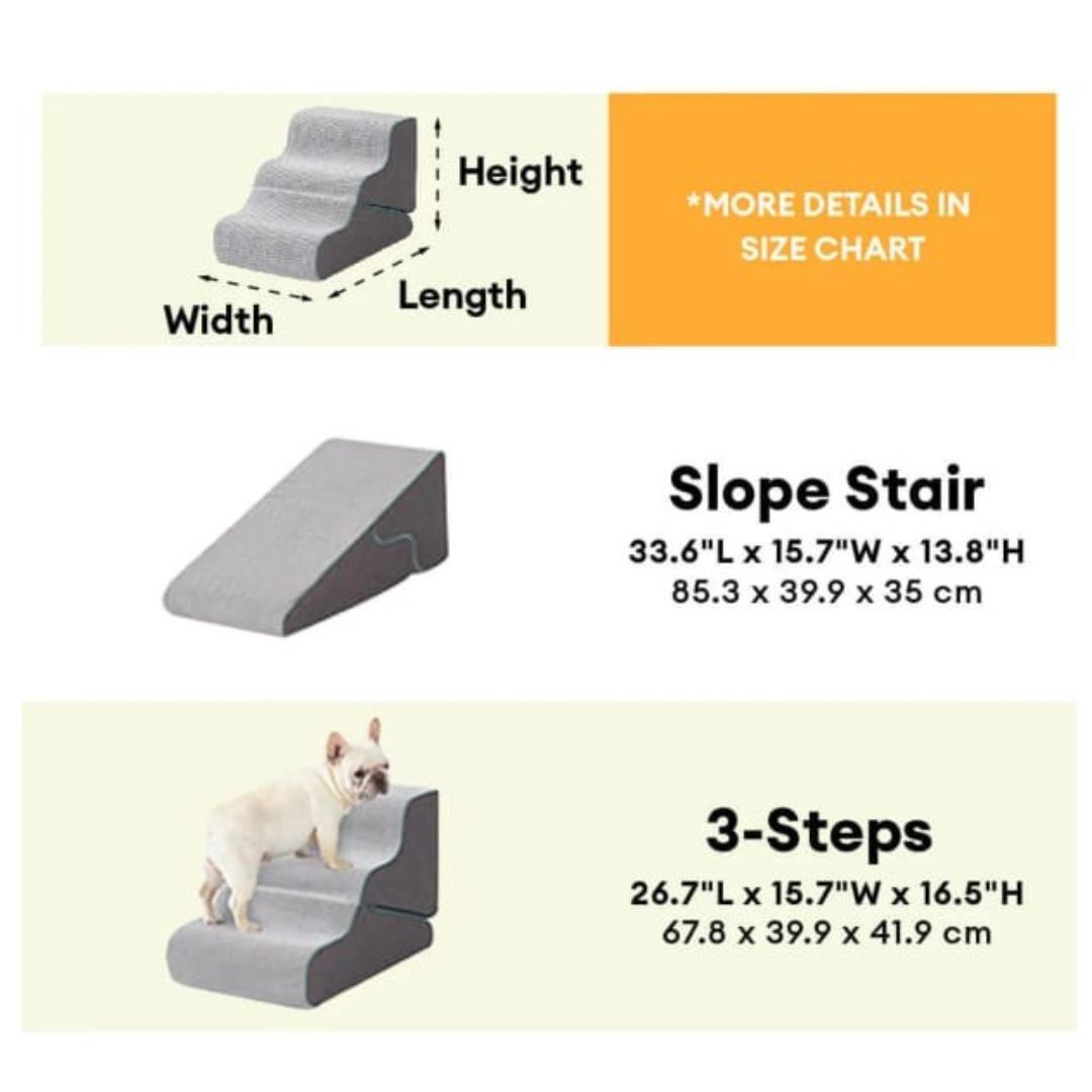Escalera 3 Pasos Ergonómica para mascotas (2 en 1)