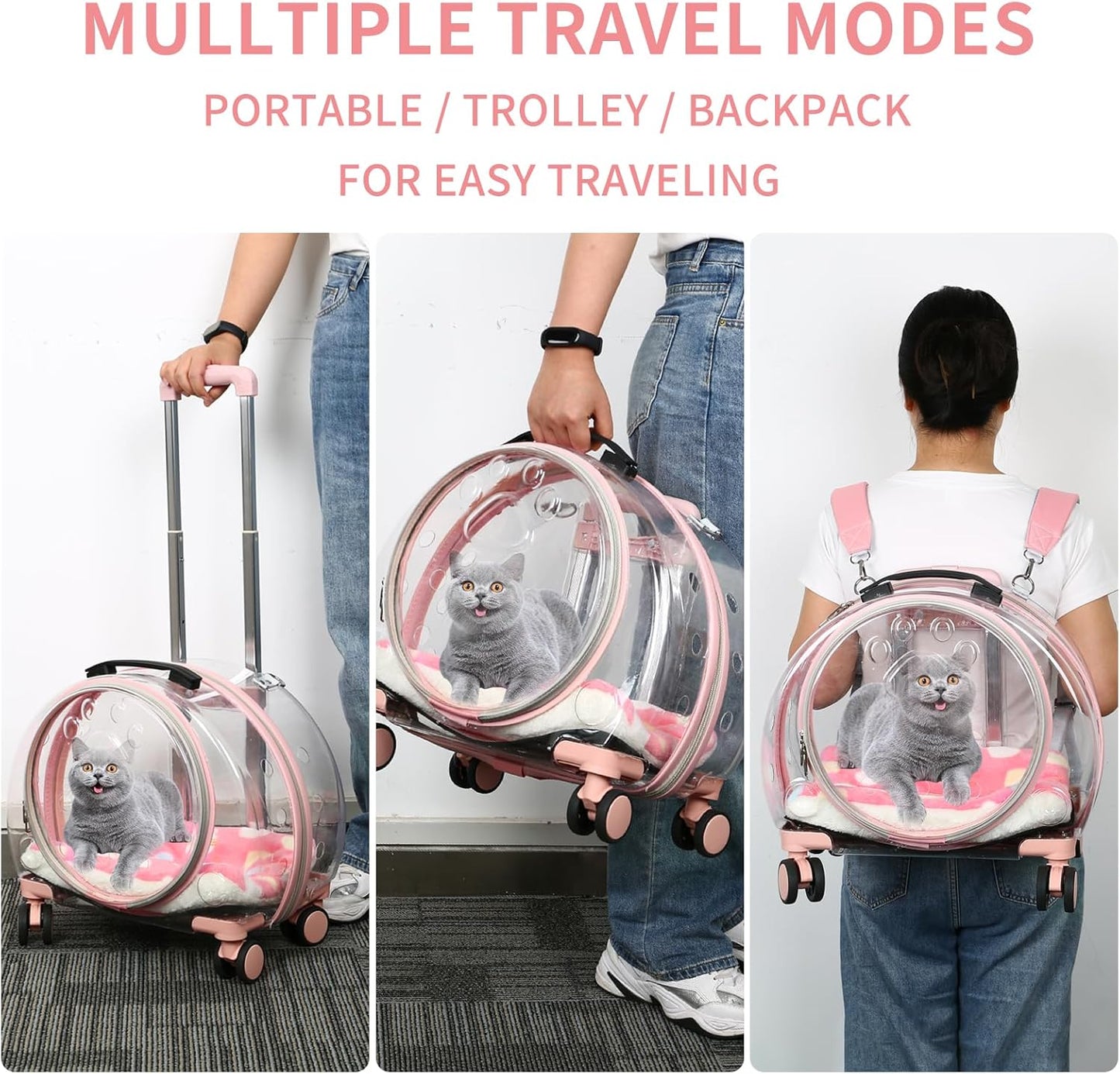 Mochila Transportador y Maleta 3 En 1 Para Mascotas
