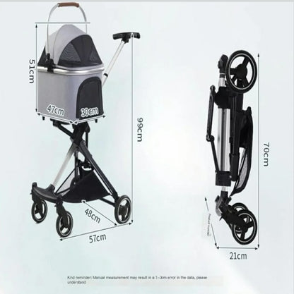 Coche para Mascotas 2en 1 | Coche de Paseo + Transportadora Portátil