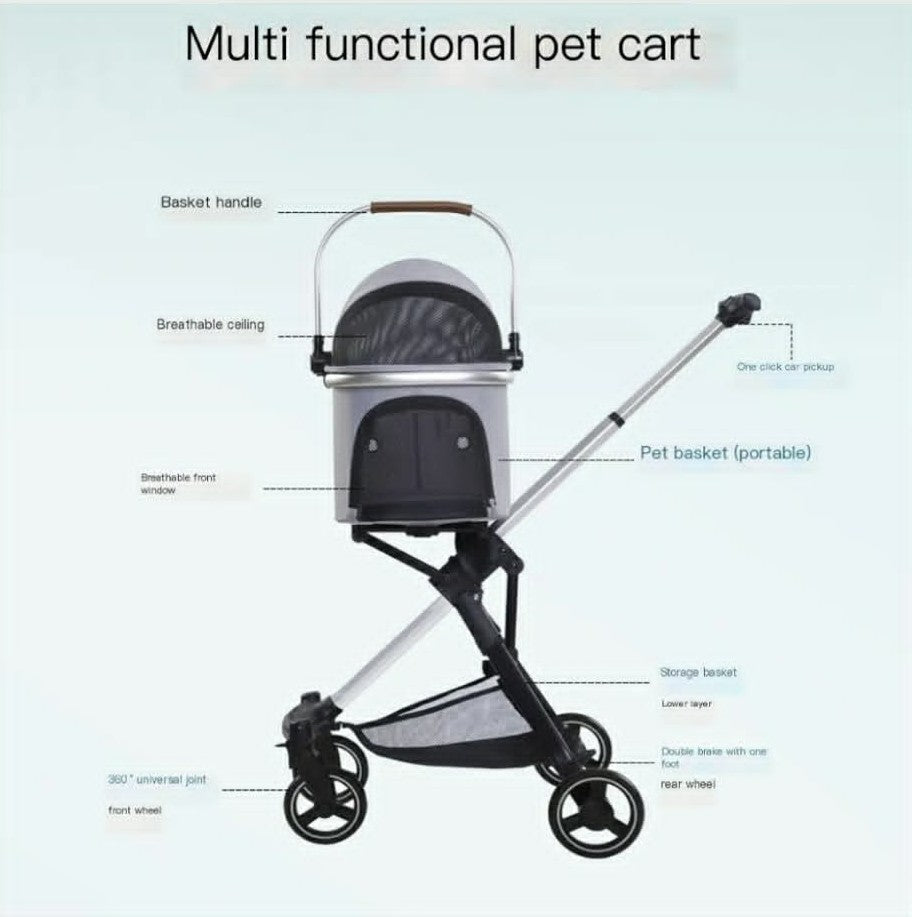 Coche para Mascotas 2en 1 | Coche de Paseo + Transportadora Portátil