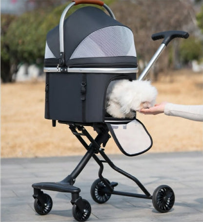 Coche para Mascotas 2en 1 | Coche de Paseo + Transportadora Portátil