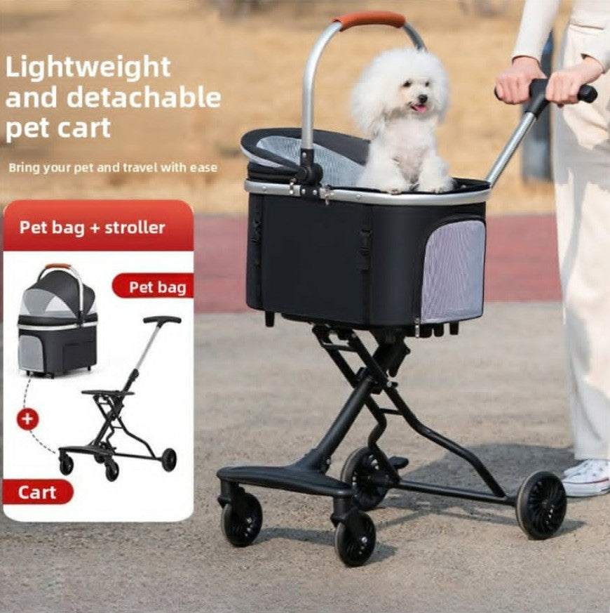 Coche para Mascotas 2en 1 | Coche de Paseo + Transportadora Portátil