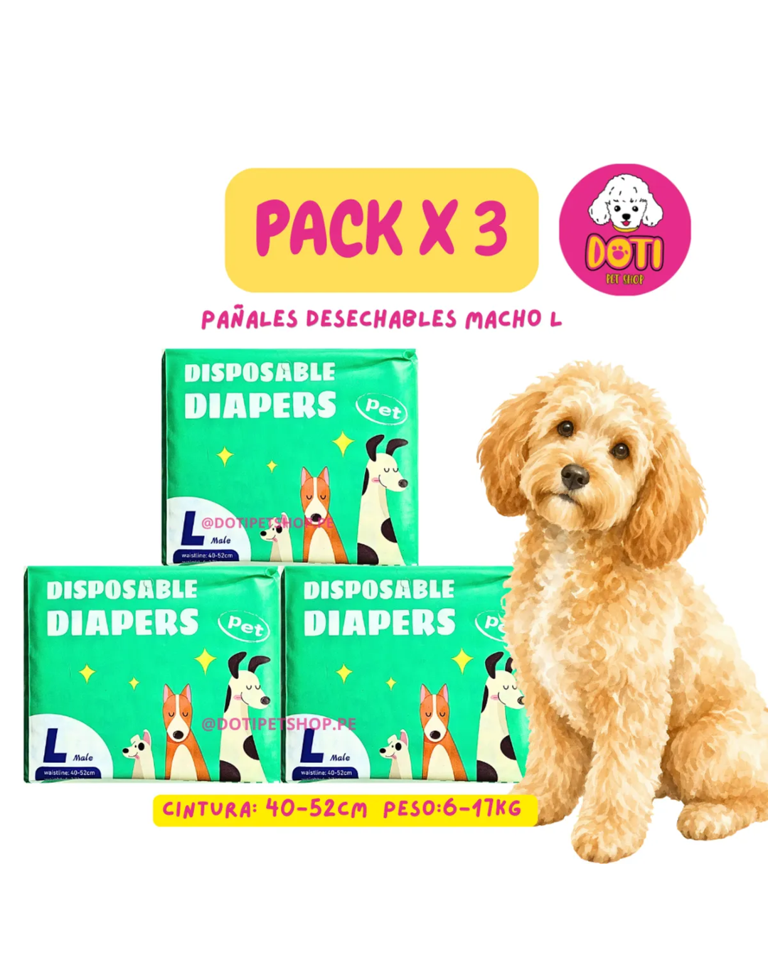 Pañal Pack x3 Pañales Macho L