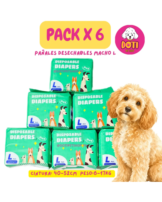 Pañales Pack x 6 pqts Pañal macho L