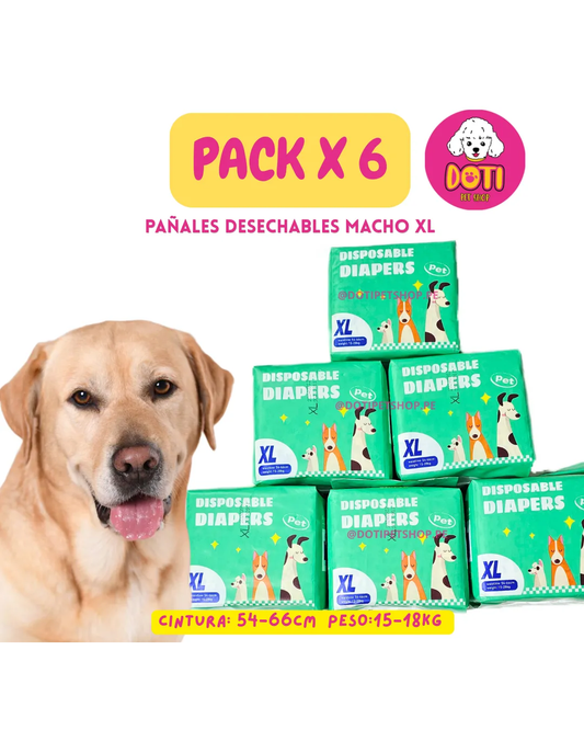 Pañales Pack x 6 pqts Pañal macho XL