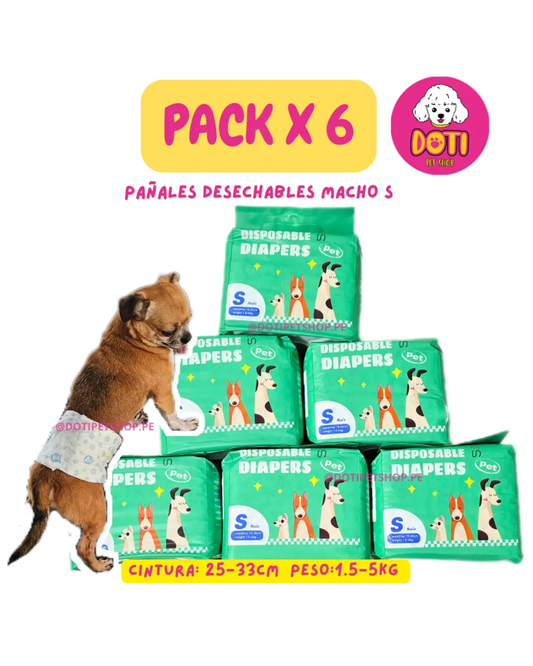 Pañales Pack X 6 Para Mascota- Macho S