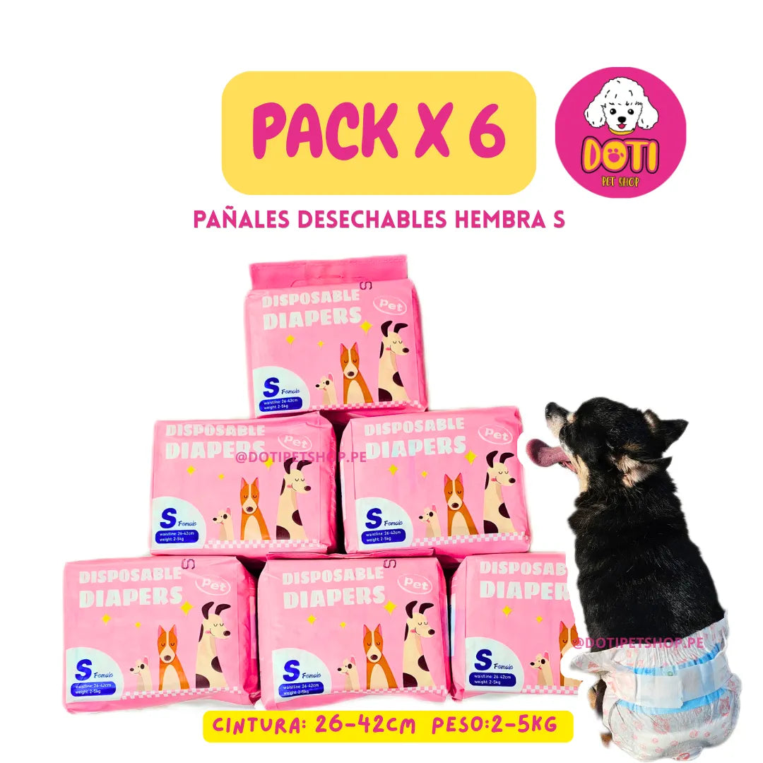 Pack x6 Pañales Hembra S